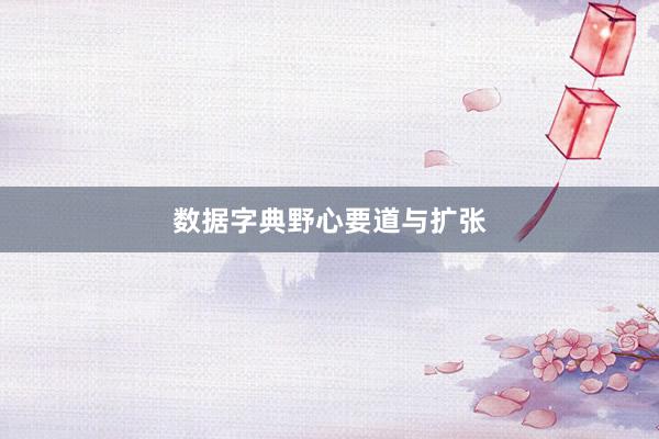 数据字典野心要道与扩张