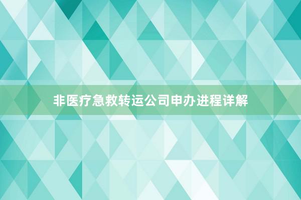 非医疗急救转运公司申办进程详解